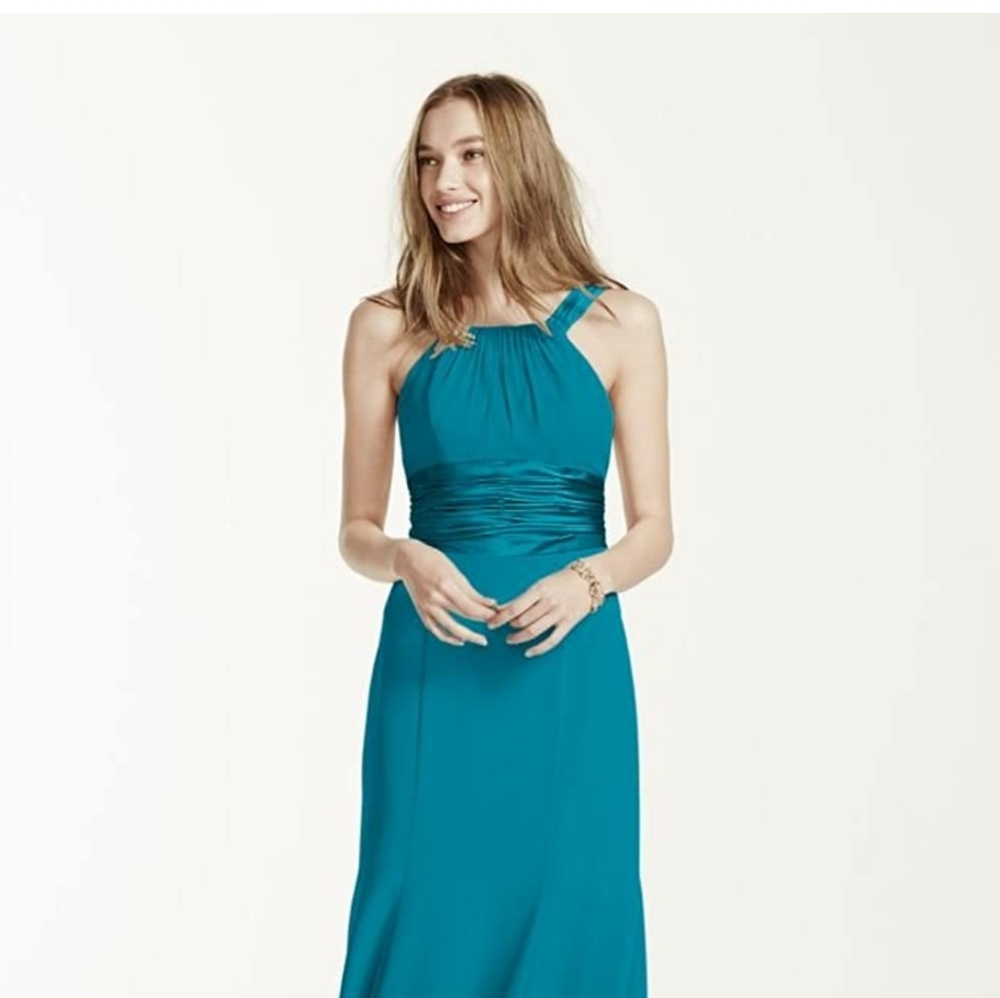 NWT Davids Bridal Teal Maxi Dress Size 2